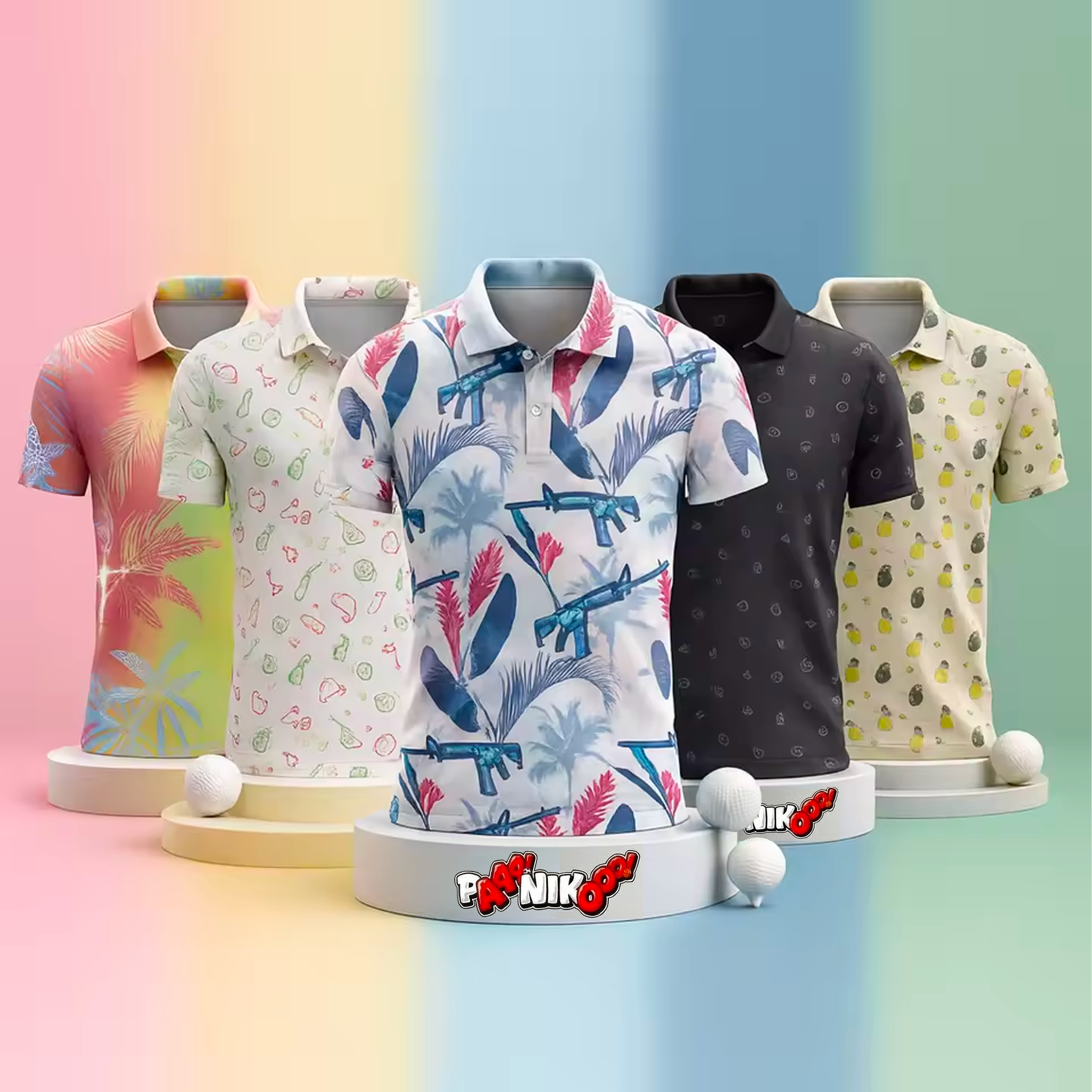 Polo de golf technique respirant avec motifs originaux en impression sublimation