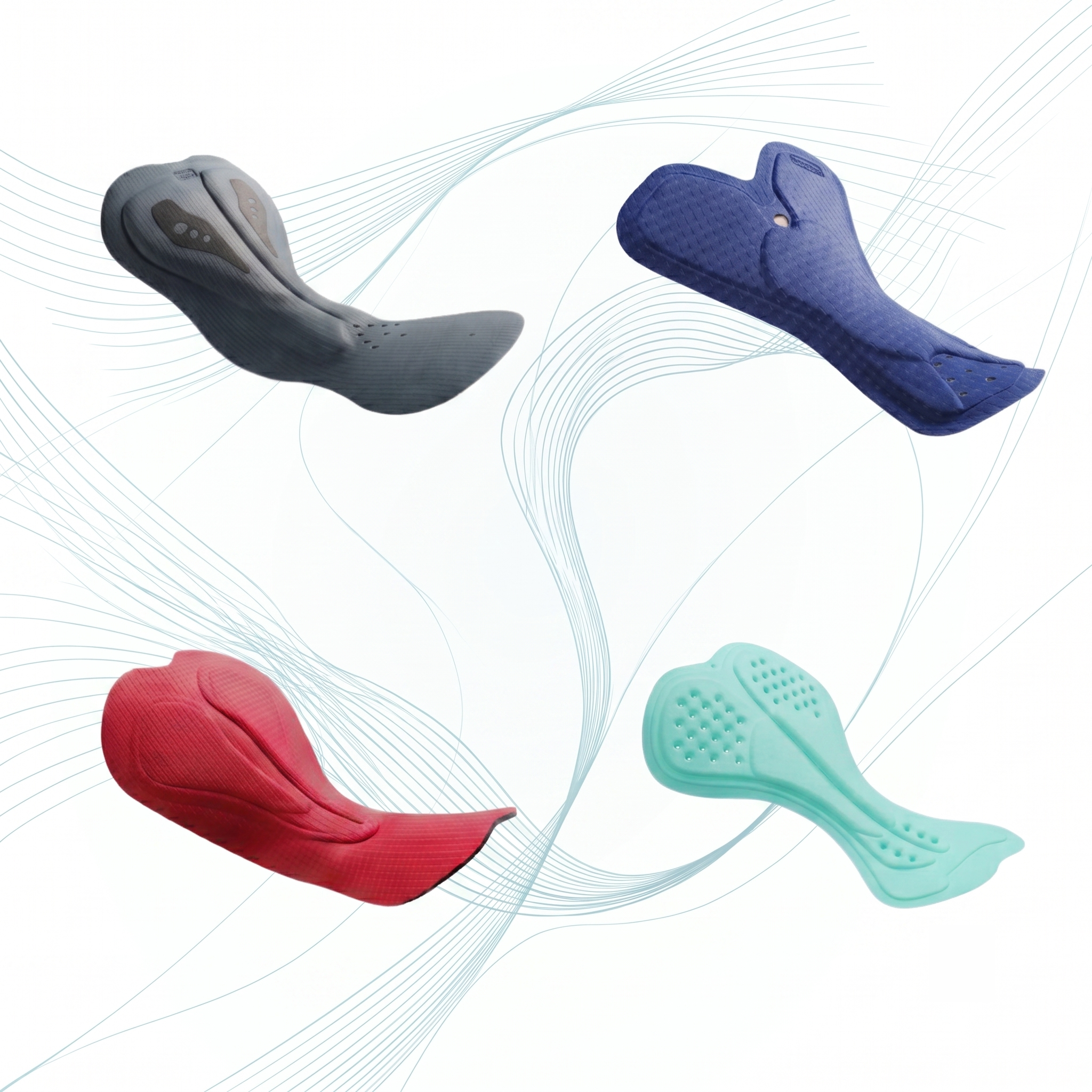 Différents types de chamois et protections pour trifonction de triathlon longue et courte distance